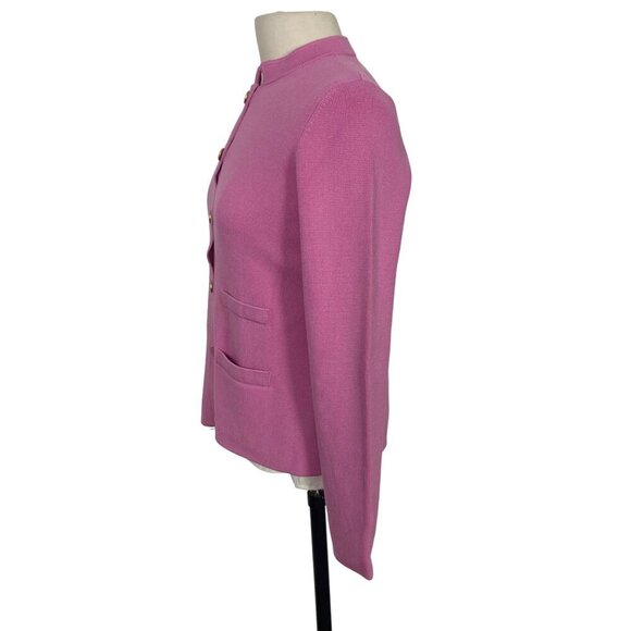 Talbots Pink Ponte Knit Jacket Womens Small Gold Rim Buttons Classic Preppy - Picture 8 of 8